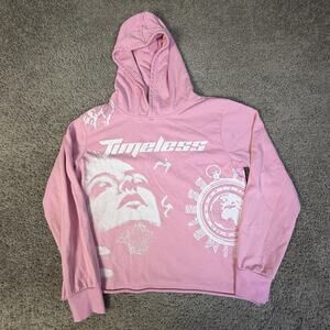 Timeless Hoodie Womens M Pink Lightweight Graphic Pullover Timeless Logo Top